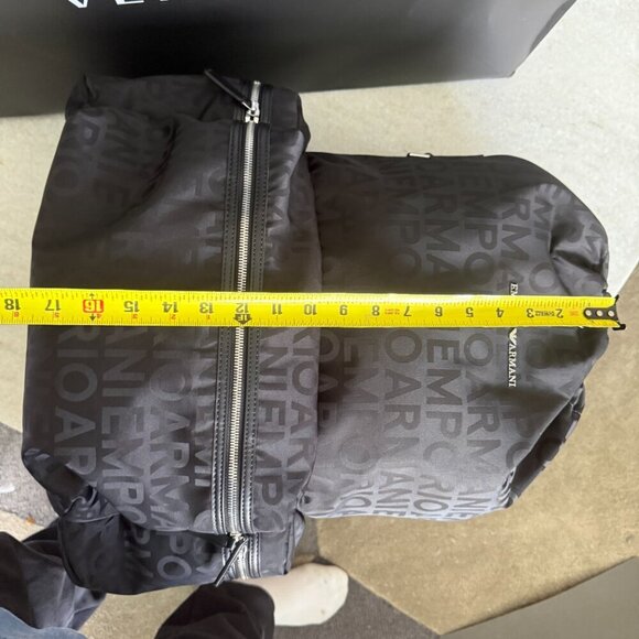 Emporio Armani Black Nylon oversized Drawstring Logo Backpack - Picture 14 of 16